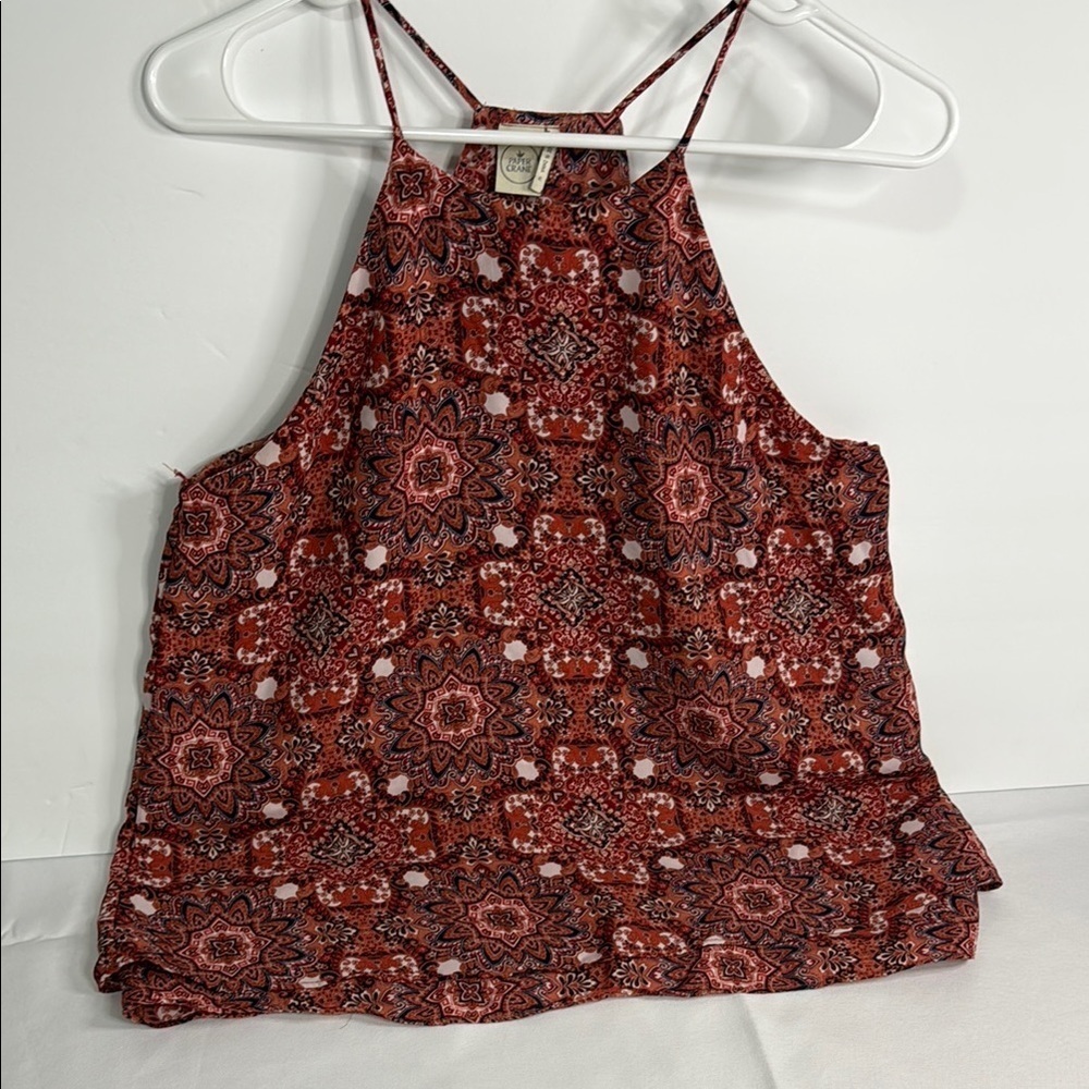 Paper Crane Red Orange Sleeveless Crop‎ Tank